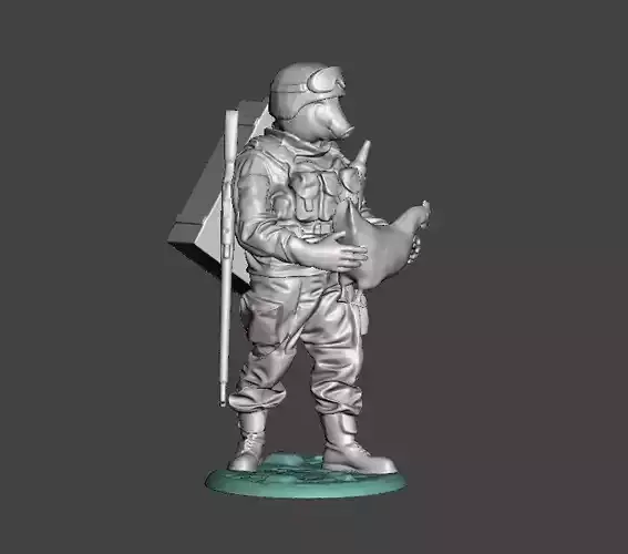 Modern marauder soldier pig  with chicken Free 3D print model