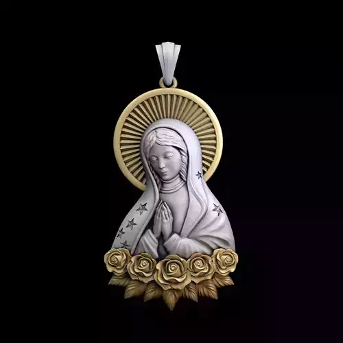 Holy Mary With Roses Pendant 3D print model