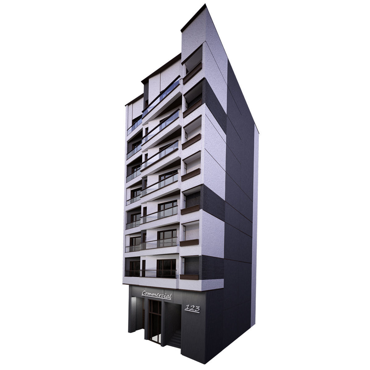 Building2 apartment building 3D model_1