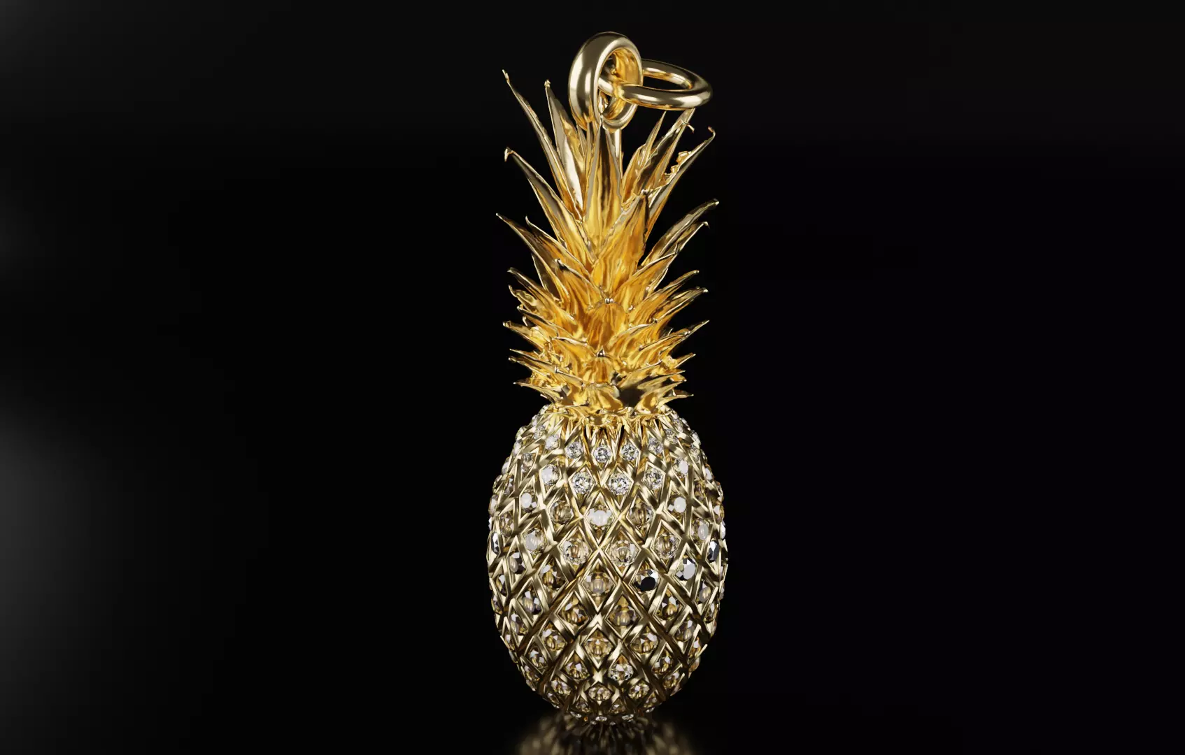 Golden Pineapple Pendant 3D model_0