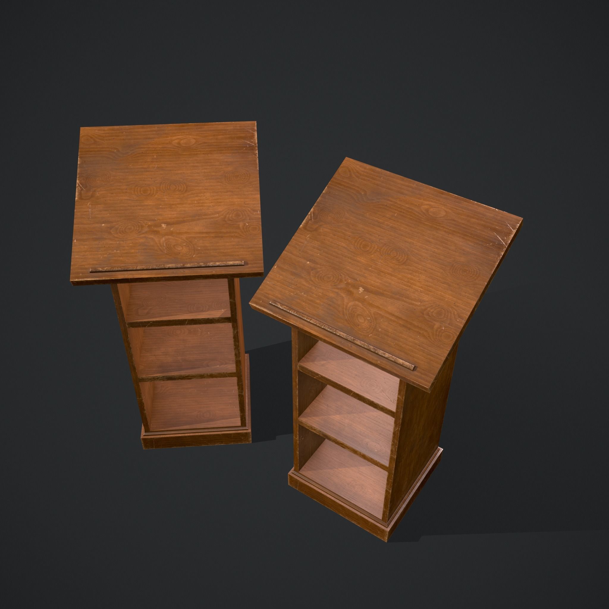 Wooden Bookstand Low-poly 3D model_4