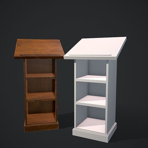 Wooden Bookstand Low-poly 3D model