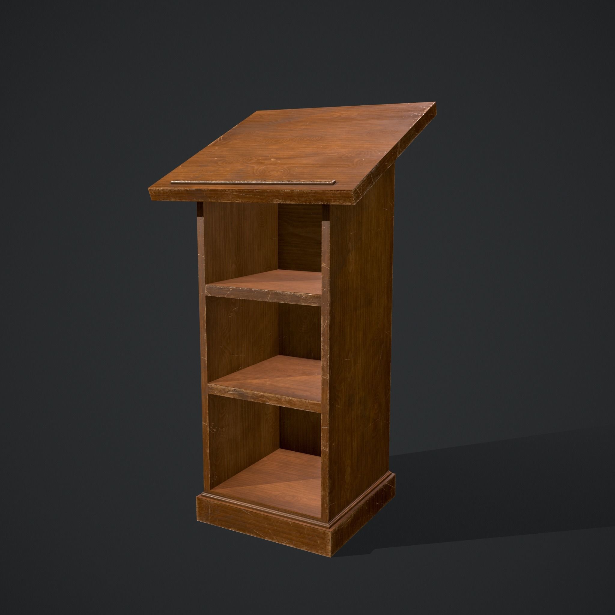 Wooden Bookstand Low-poly 3D model_2