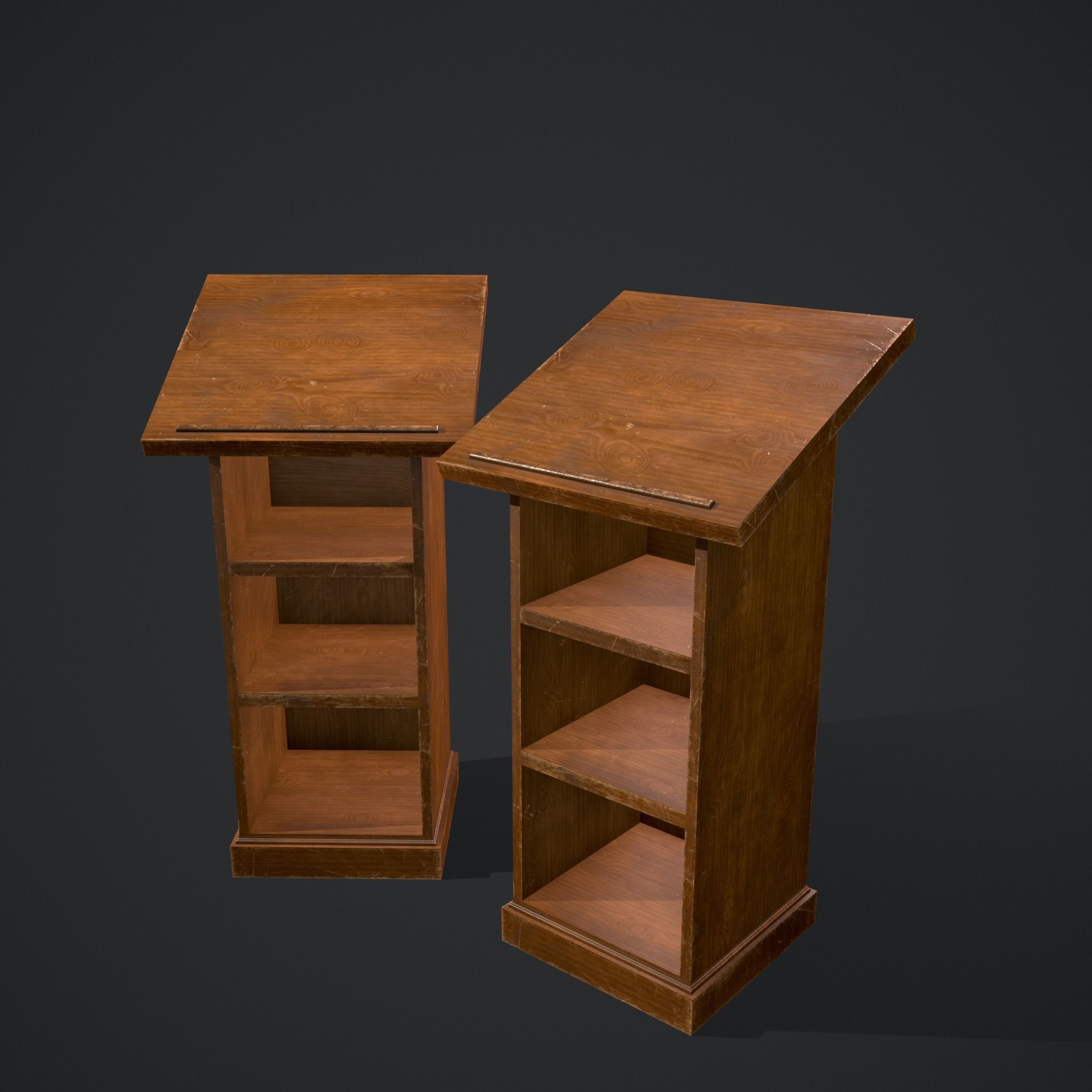 Wooden Bookstand Low-poly 3D model_3