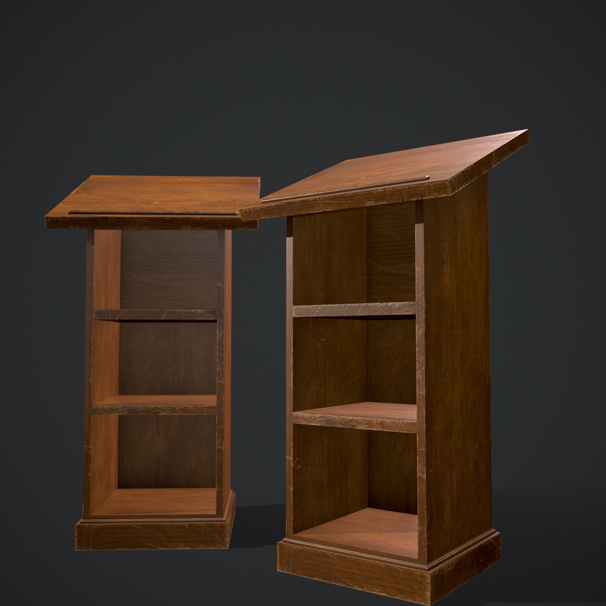 Wooden Bookstand Low-poly 3D model_6