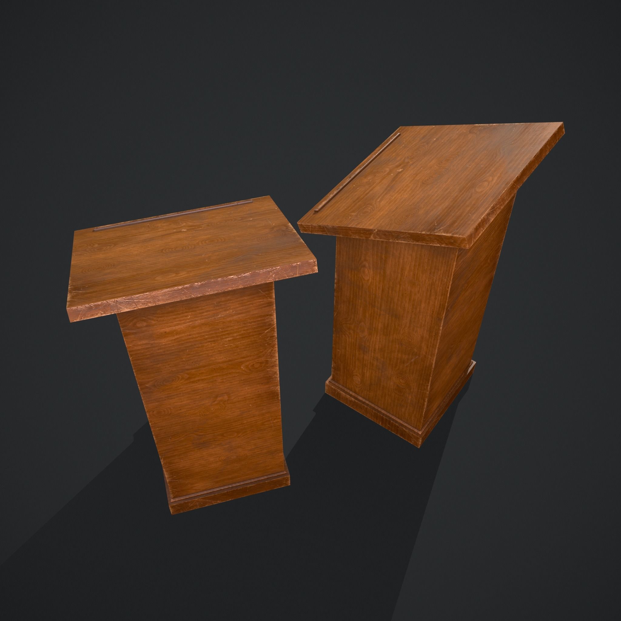 Wooden Bookstand Low-poly 3D model_5