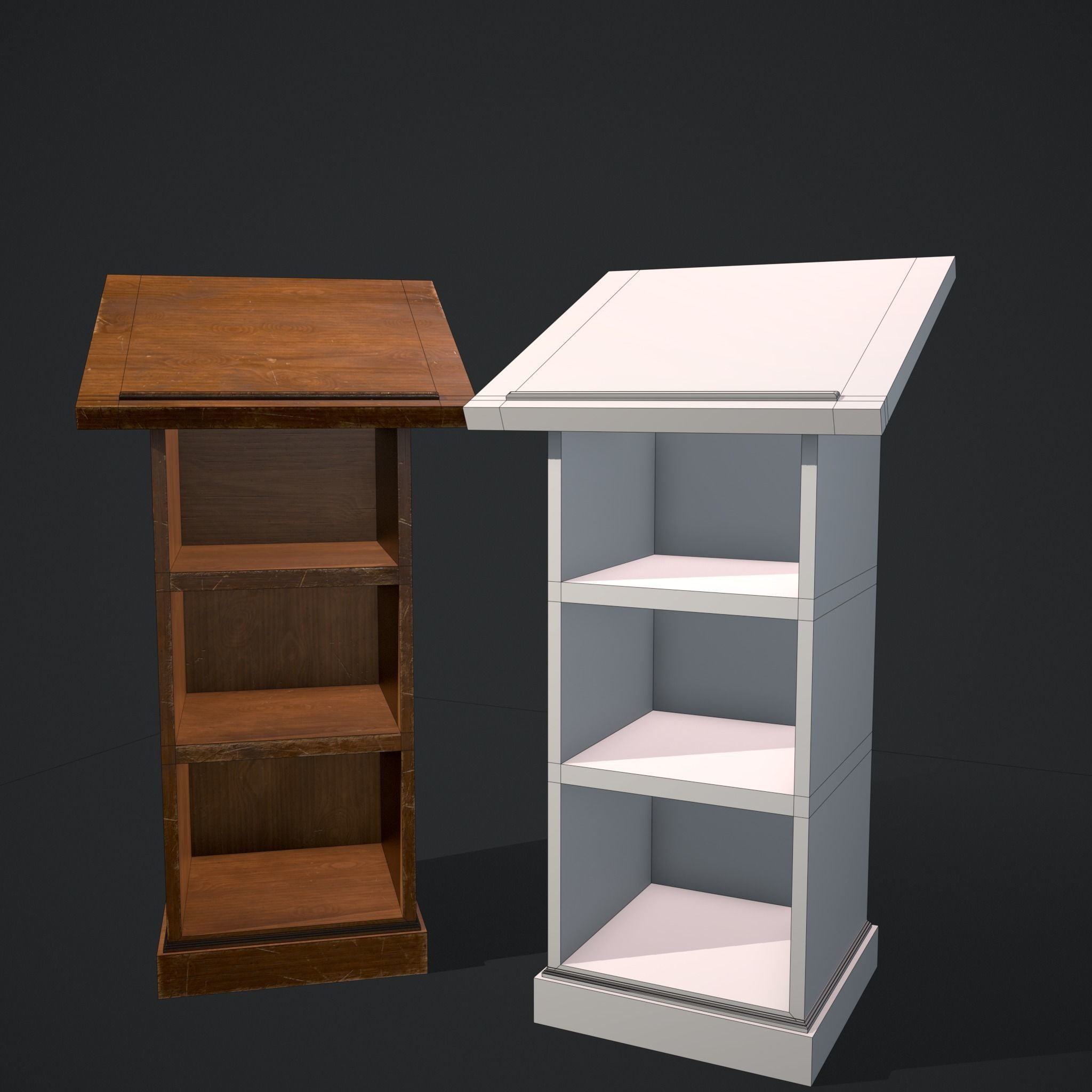 Wooden Bookstand Low-poly 3D model_7