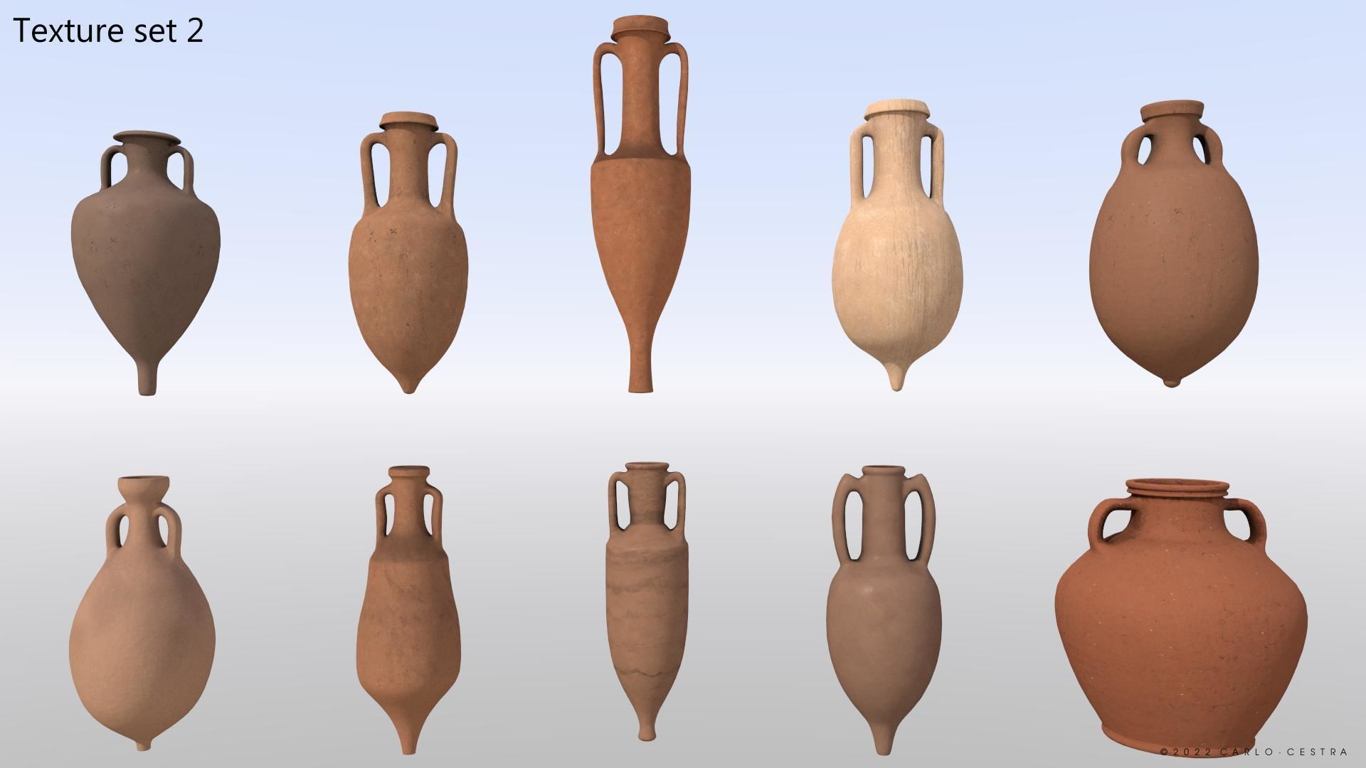 Amphoras Pack Low-poly 3D model_6