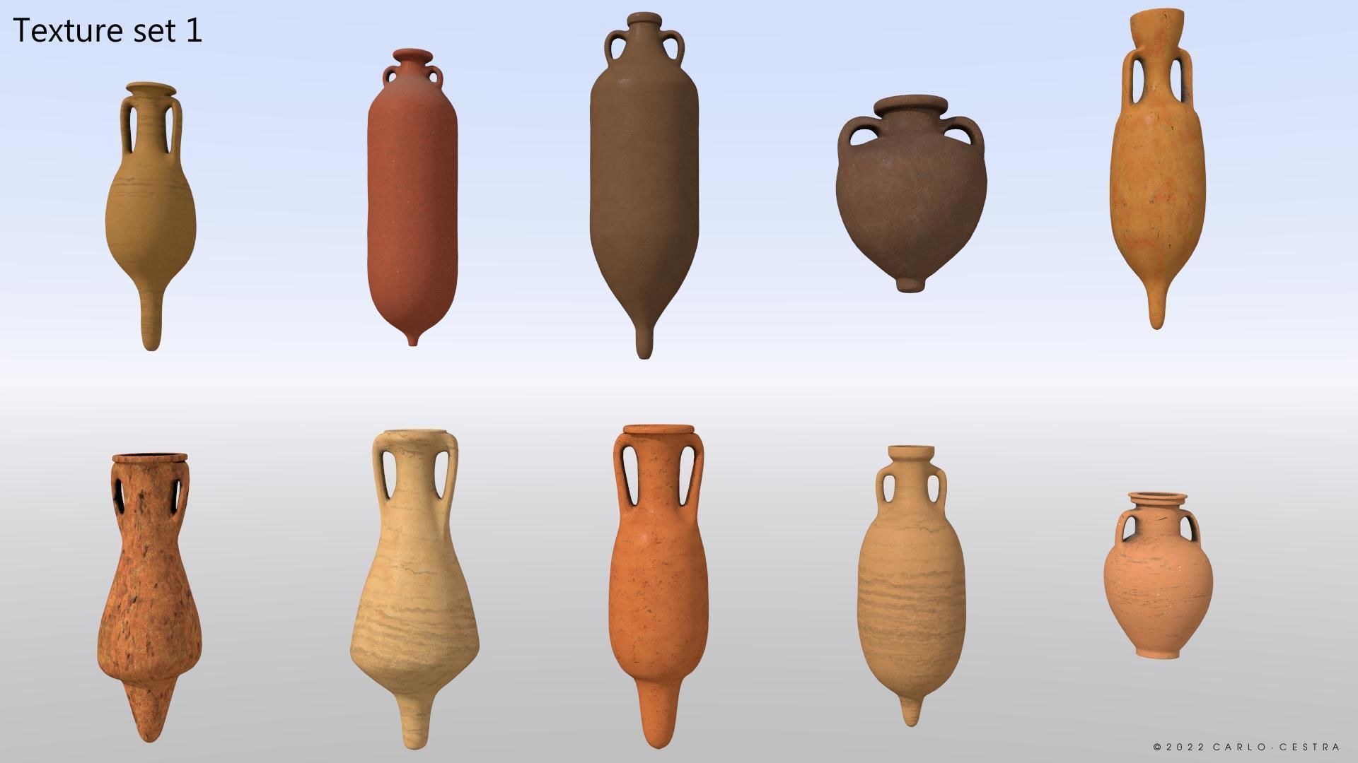Amphoras Pack Low-poly 3D model_4