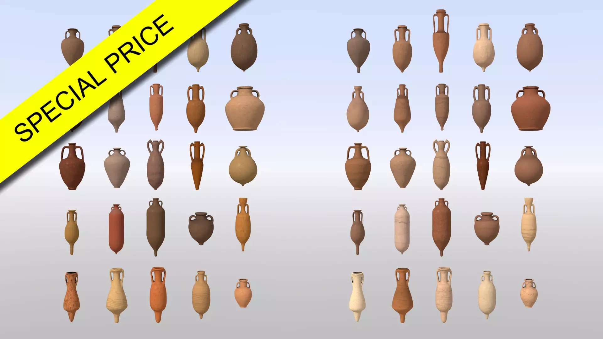 Amphoras Pack Low-poly 3D model_0