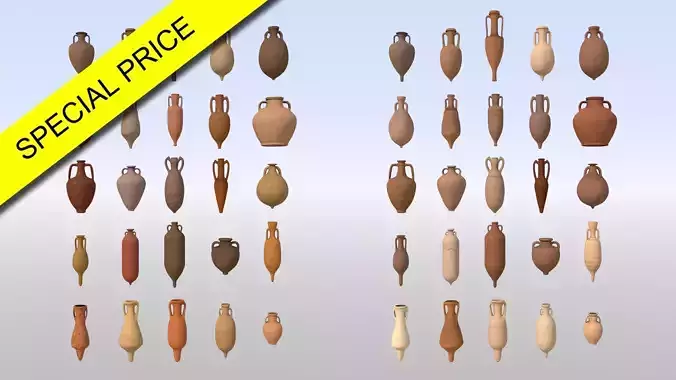 Amphoras Pack Low-poly 3D model