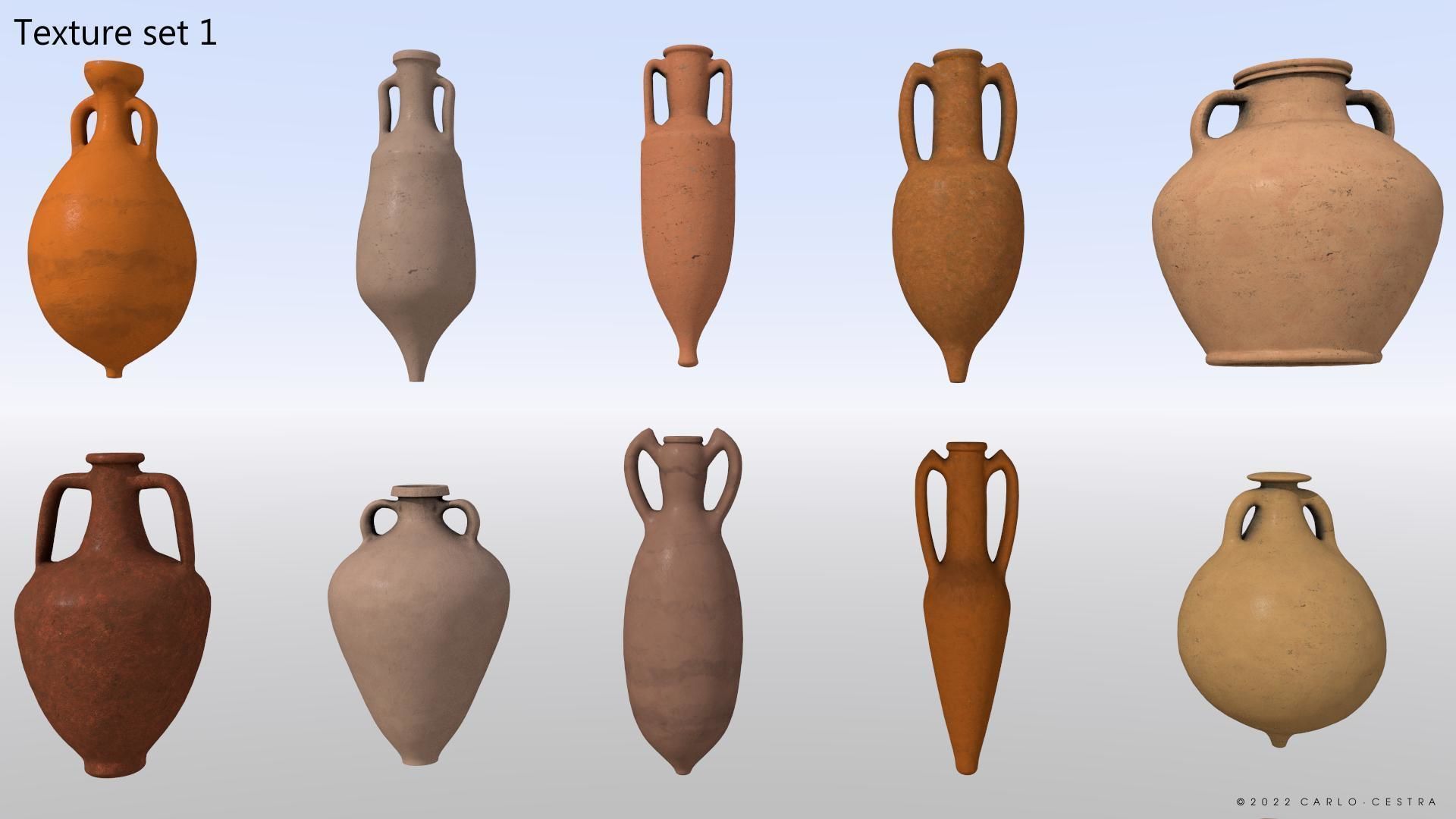 Amphoras Pack Low-poly 3D model_3
