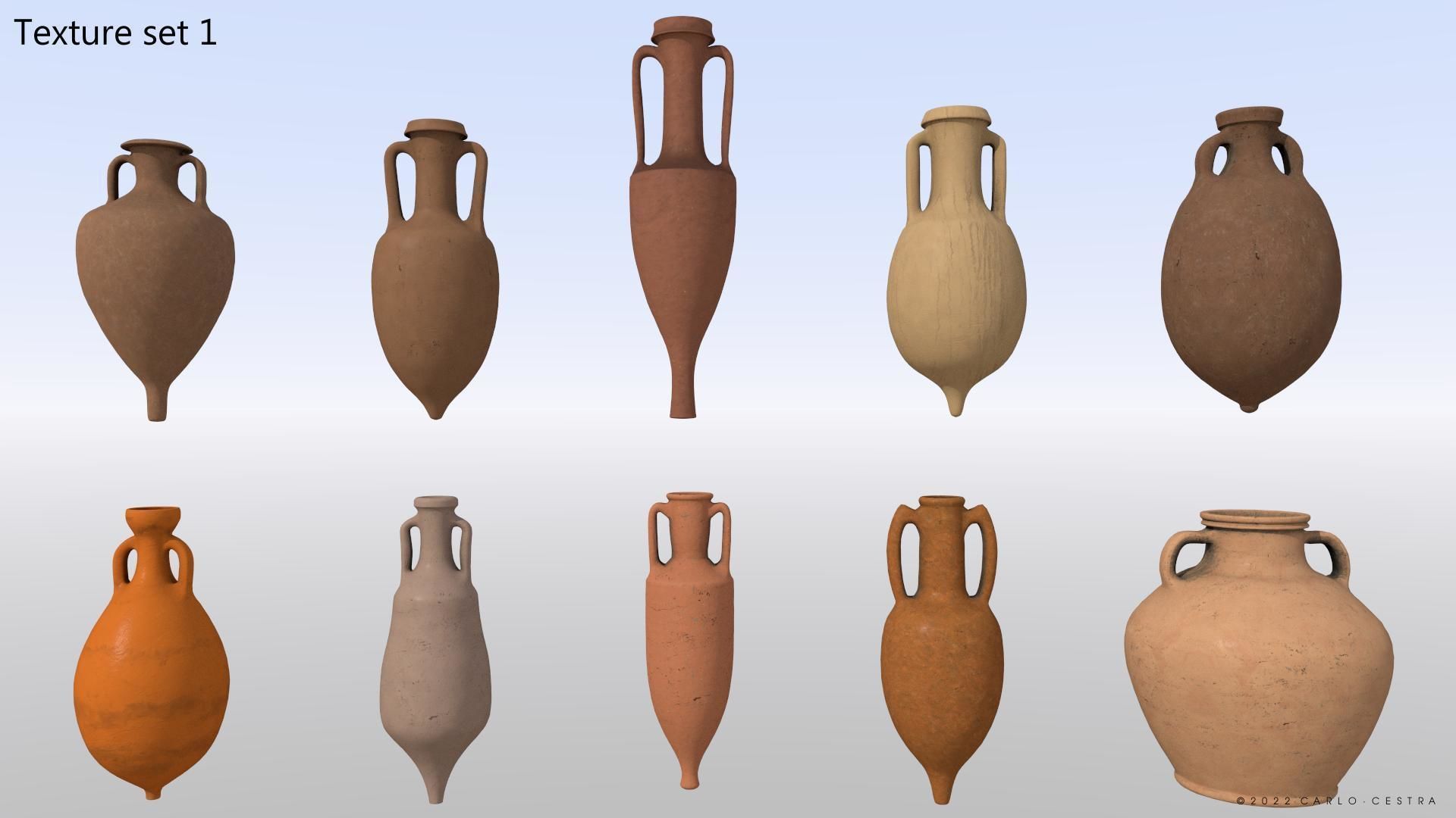 Amphoras Pack Low-poly 3D model_2
