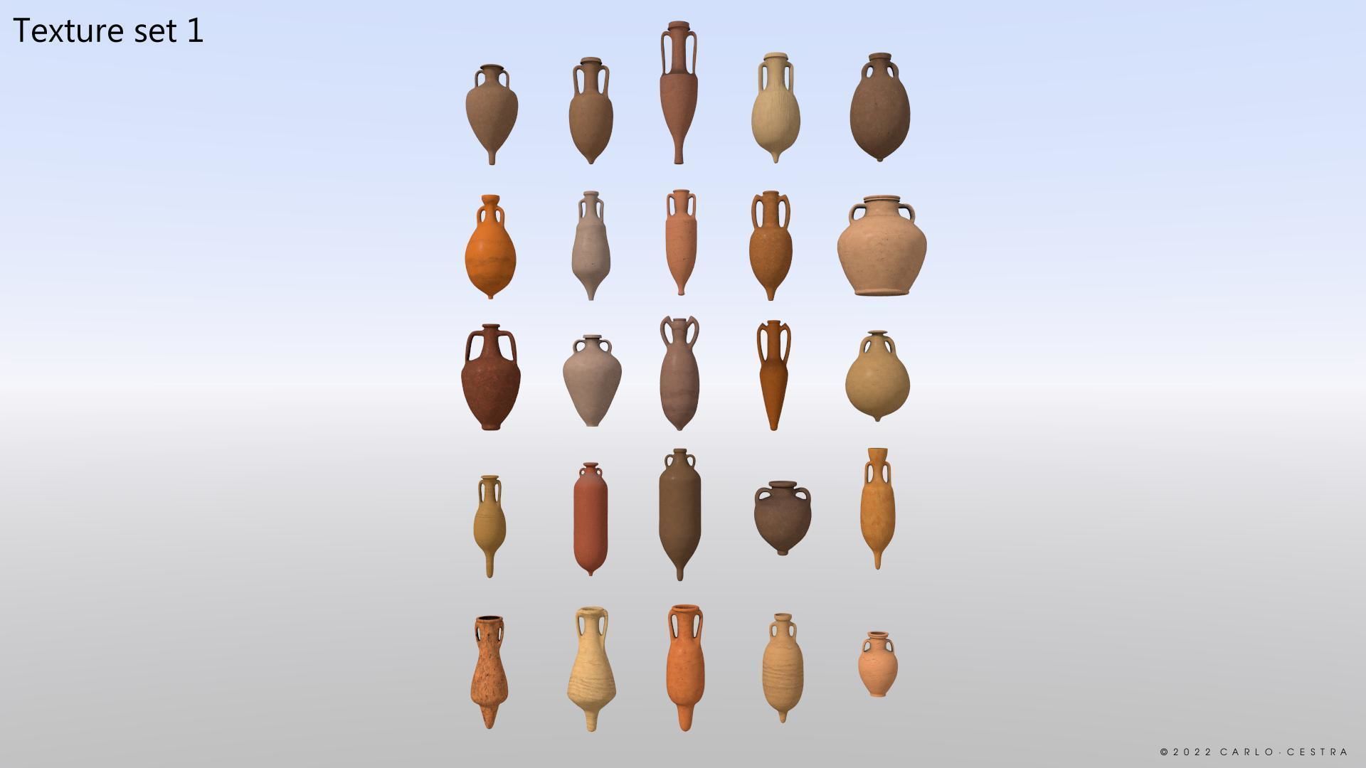 Amphoras Pack Low-poly 3D model_1