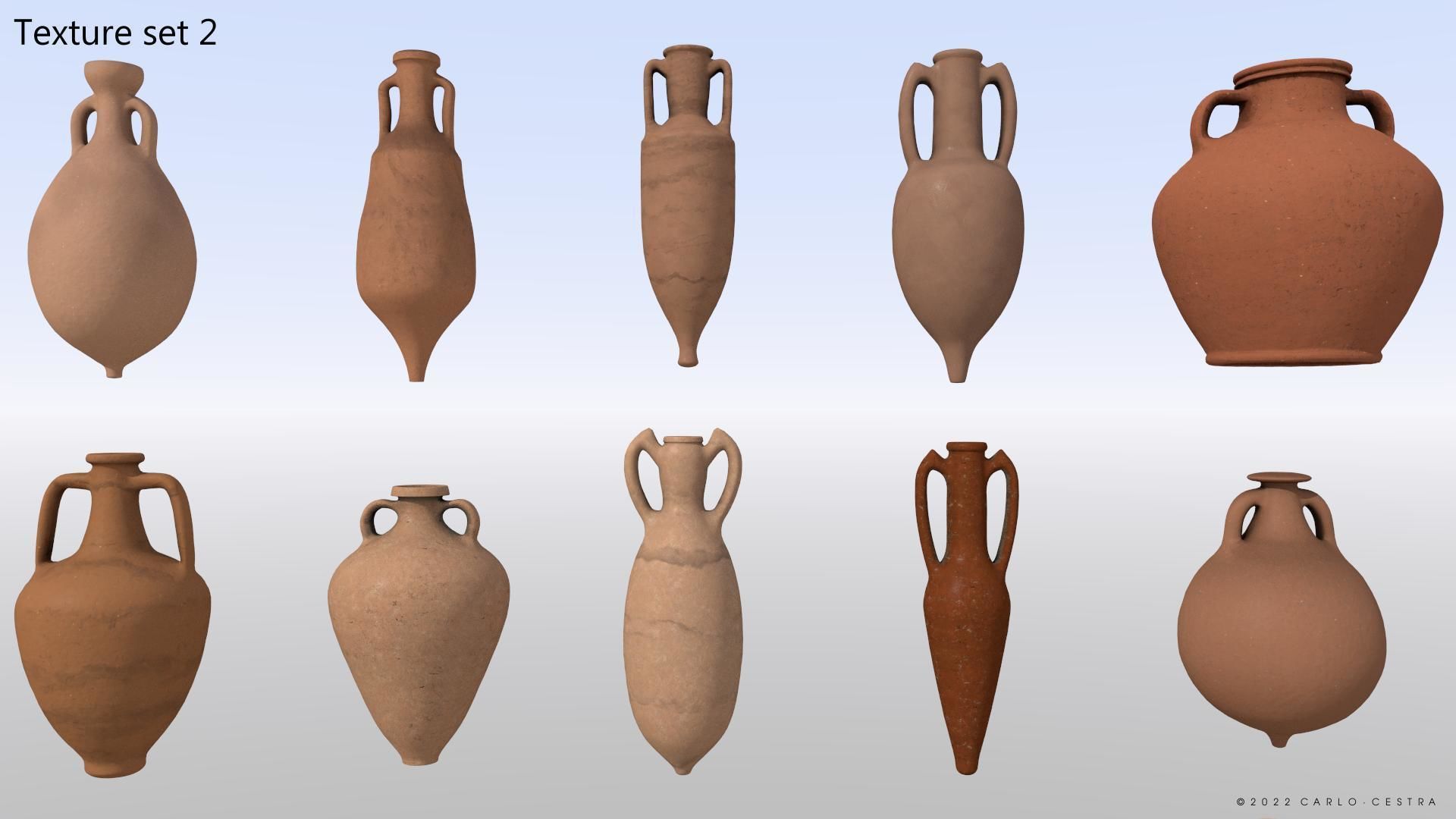 Amphoras Pack Low-poly 3D model_7