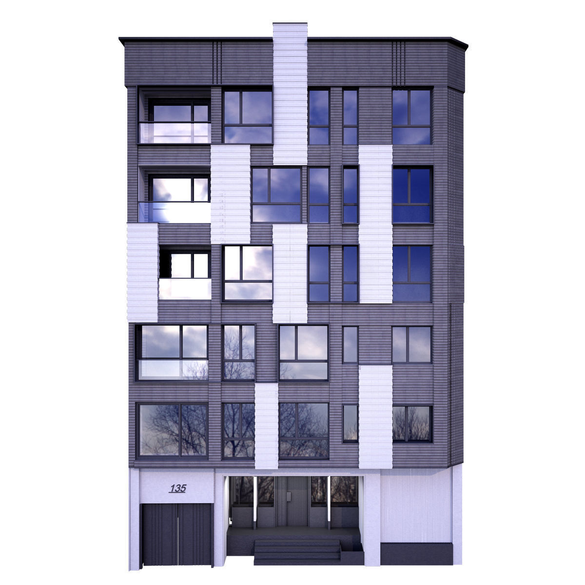 Building 3 modern apartment 3D model_3