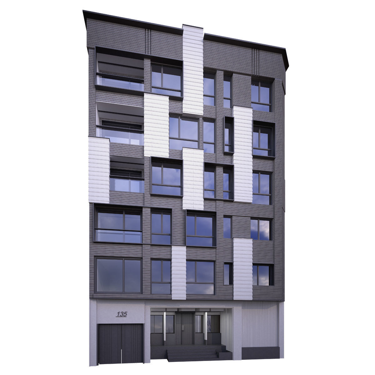 Building 3 modern apartment 3D model_2