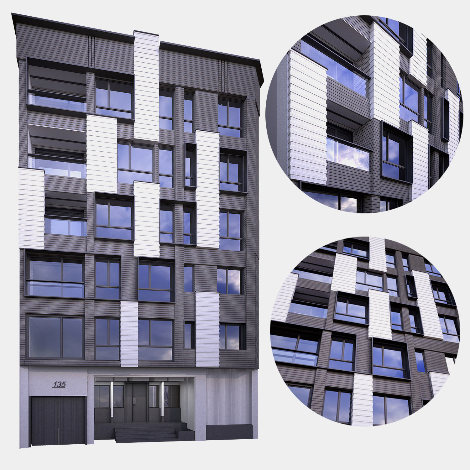 Building 3 modern apartment 3D model_1