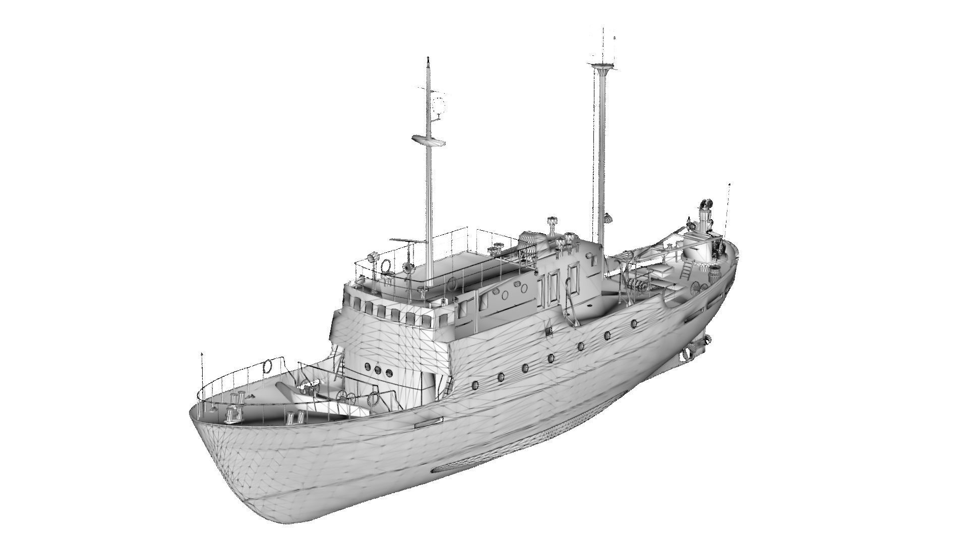 Fishing Boat Low-poly 3D model_7