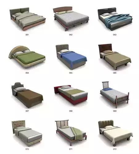 Bed Collection of 100 beds 3d model
