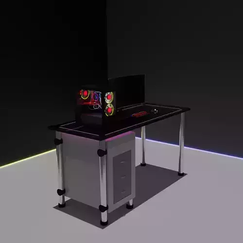 Desktop with pc and accessories 3D Model