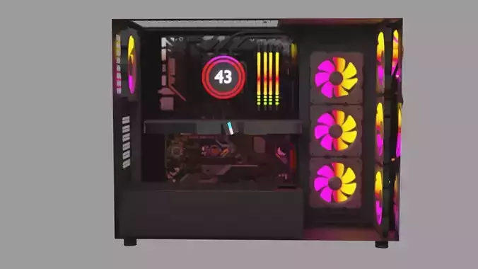 Full Computer Low-poly 3D model