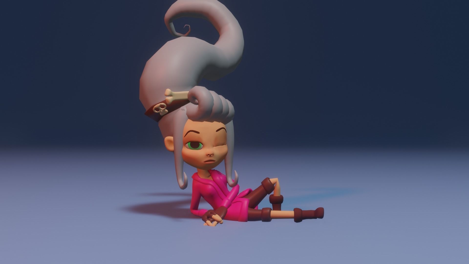 Character cartoon girl Low-poly 3D model_4