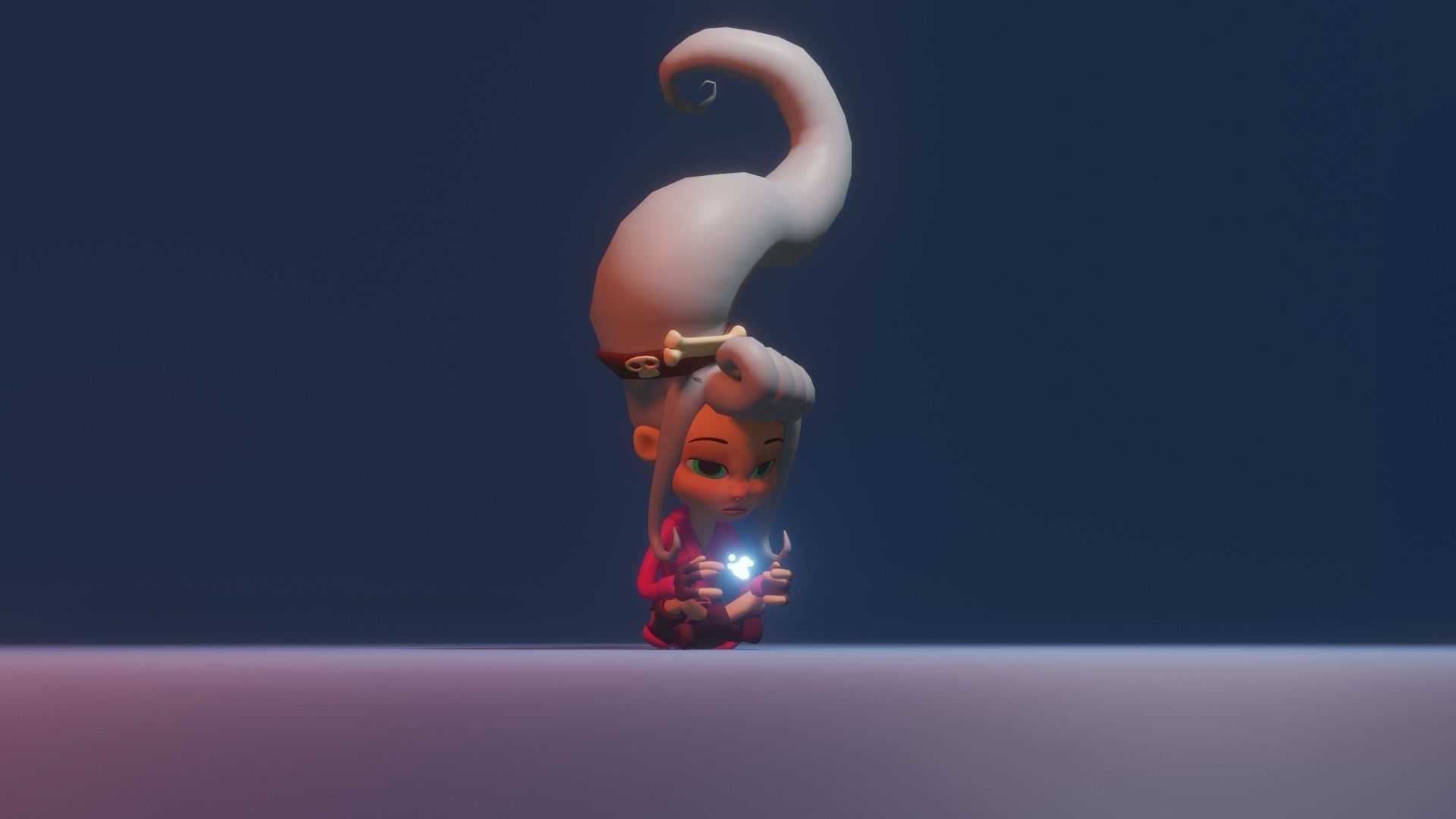 Character cartoon girl Low-poly 3D model_3