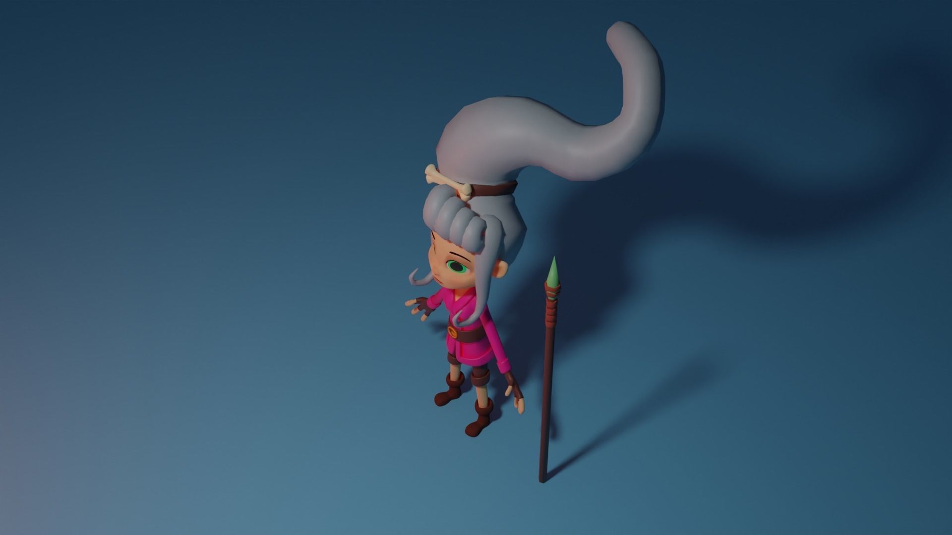 Character cartoon girl Low-poly 3D model_7