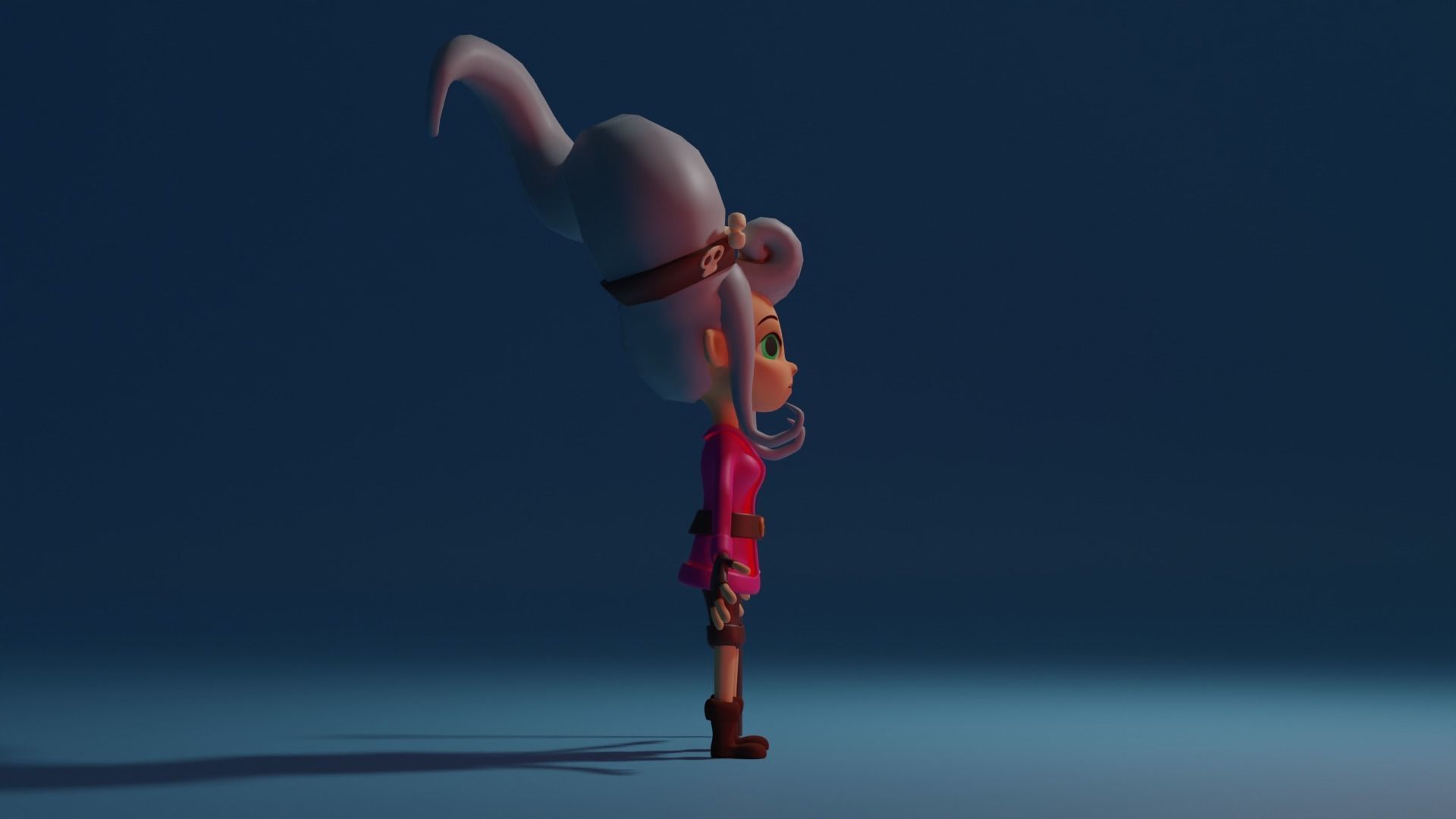 Character cartoon girl Low-poly 3D model_8