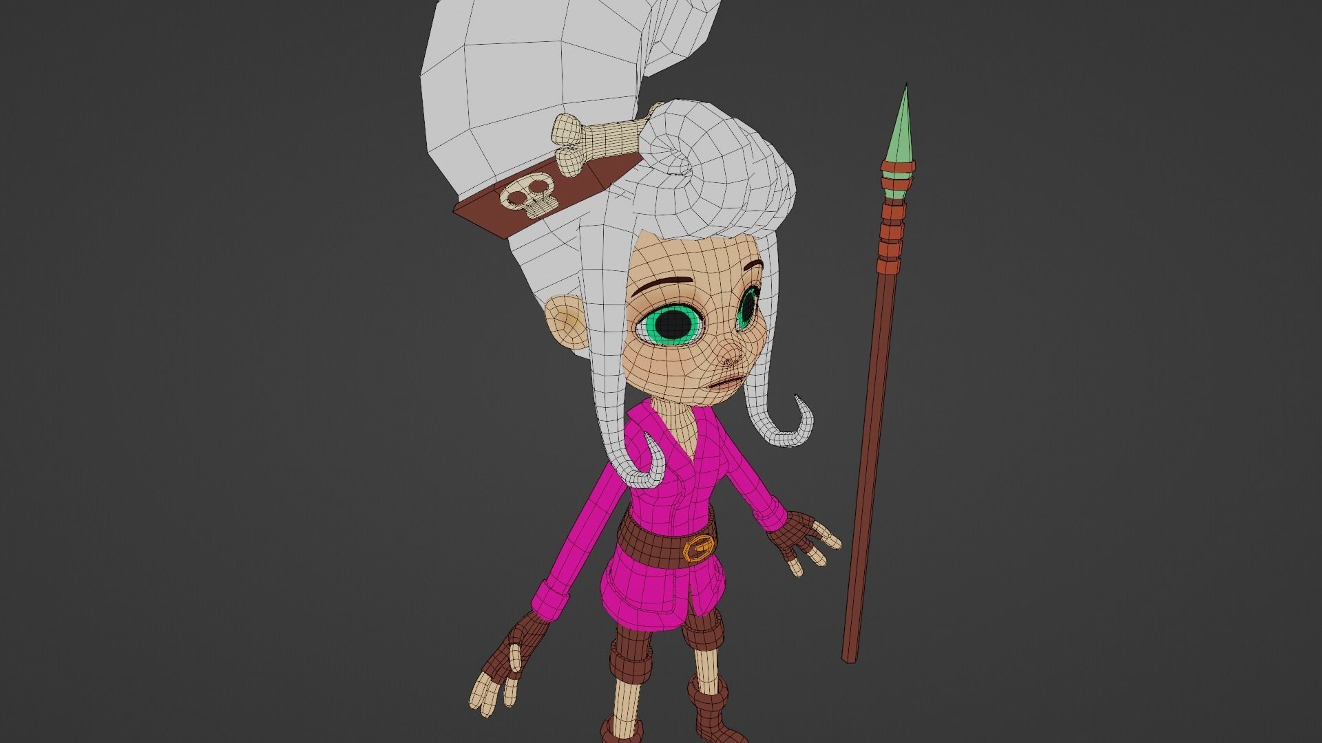 Character cartoon girl Low-poly 3D model_14