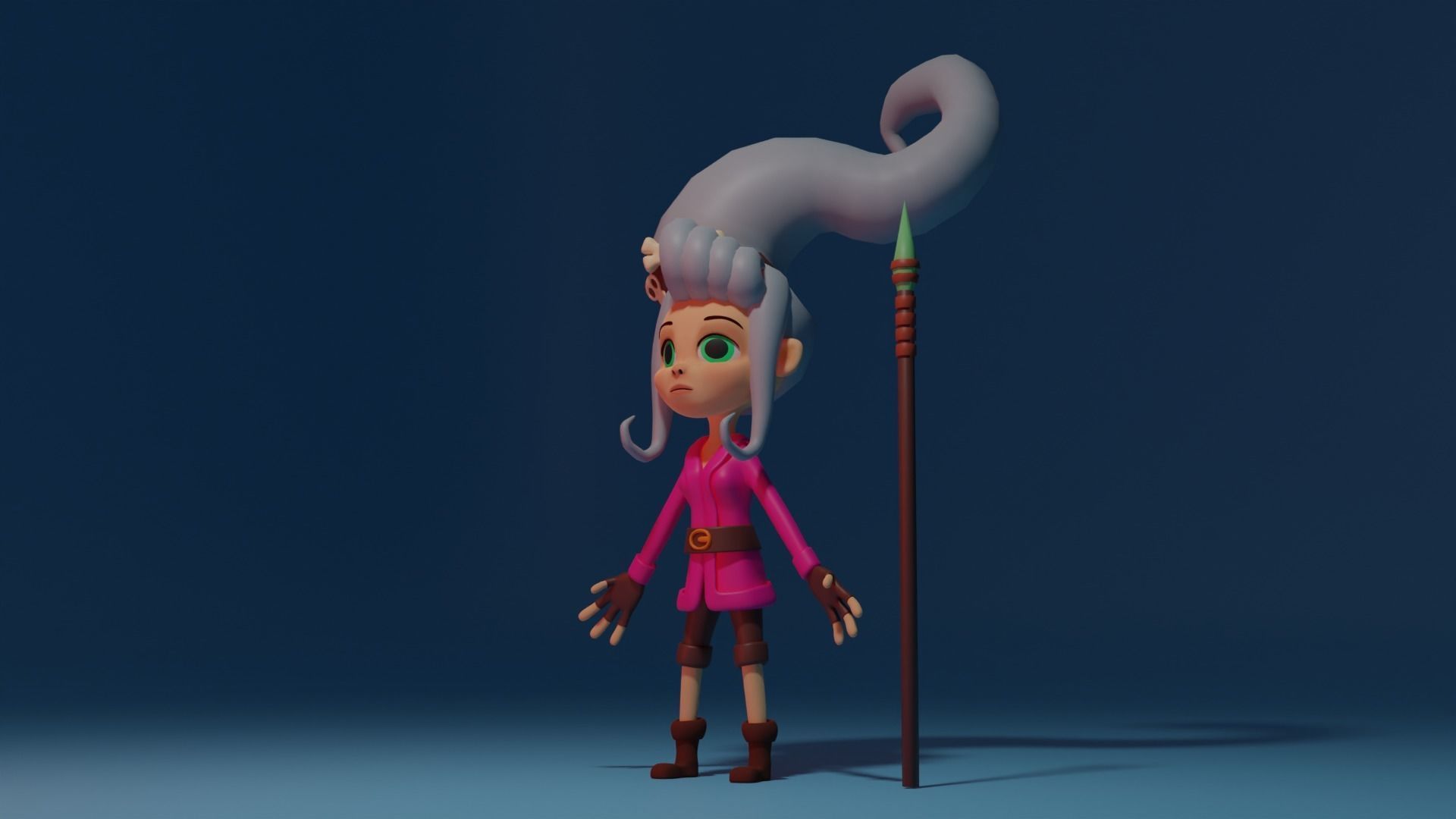 Character cartoon girl Low-poly 3D model_5