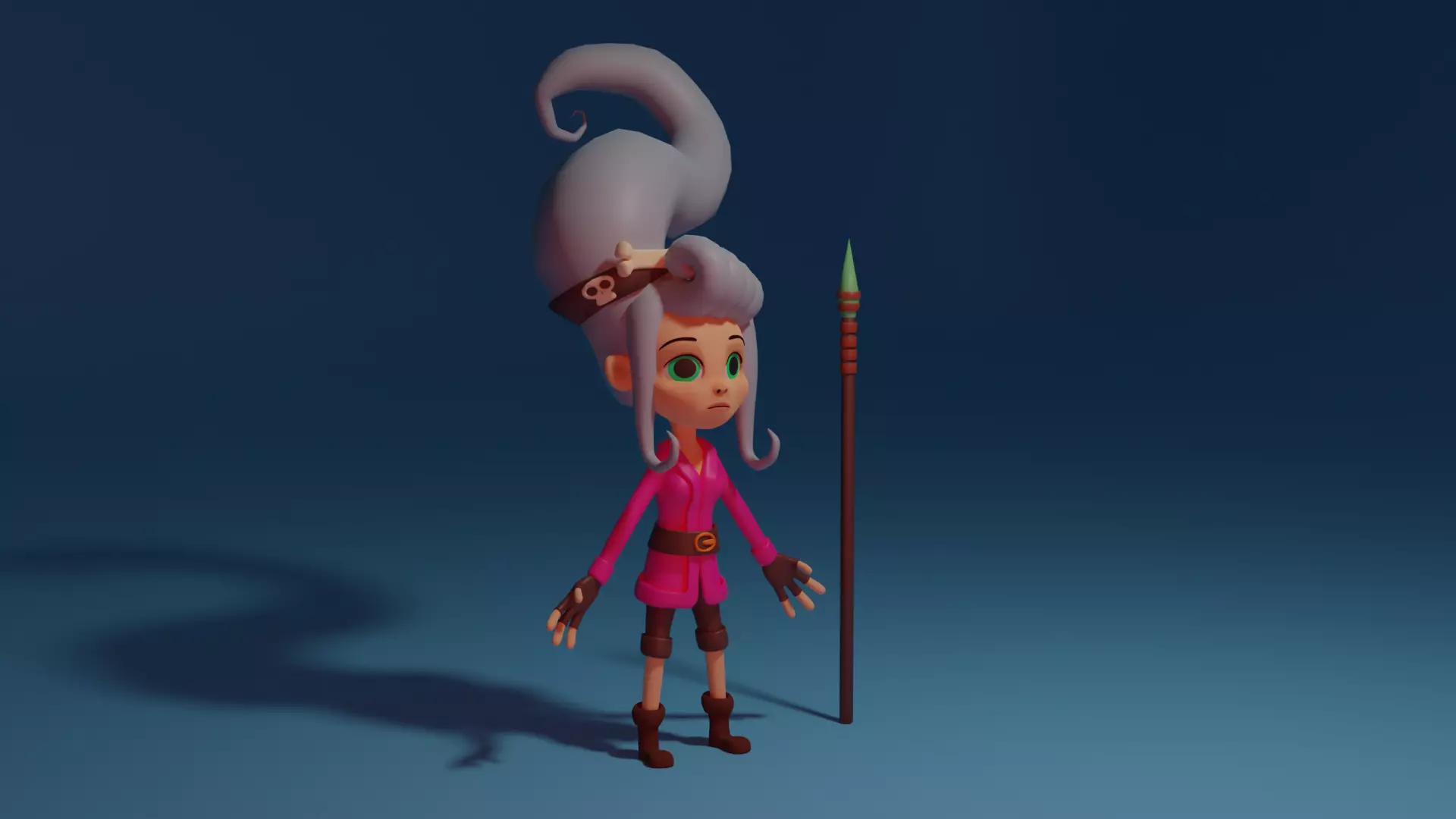 Character cartoon girl Low-poly 3D model_0