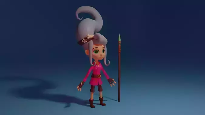 Character cartoon girl Low-poly 3D model