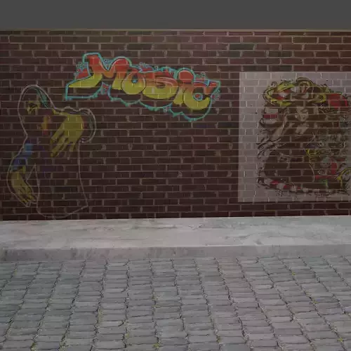 wall with graffiti 3D model