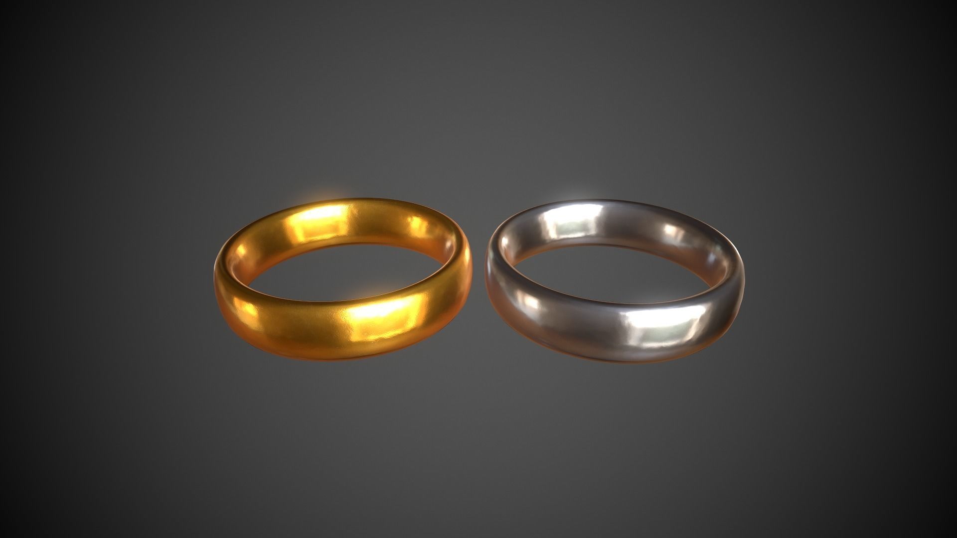 Rings Gold and Silver Ring Low-poly 3D model_1