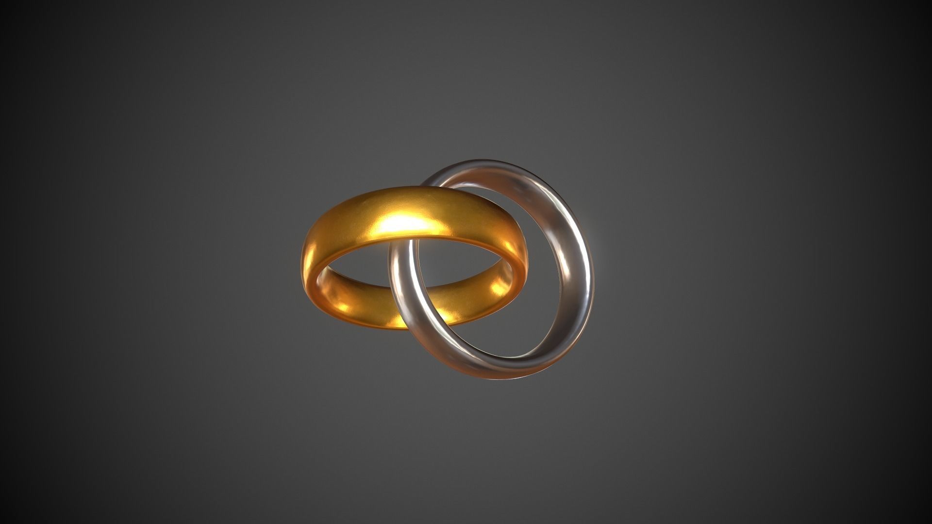 Rings Gold and Silver Ring Low-poly 3D model_6