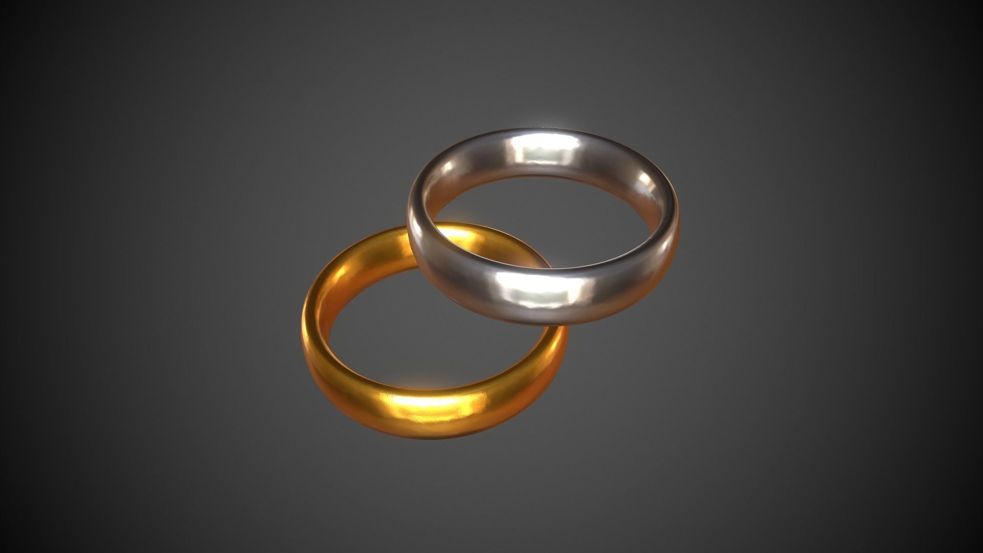 Rings Gold and Silver Ring Low-poly 3D model_5