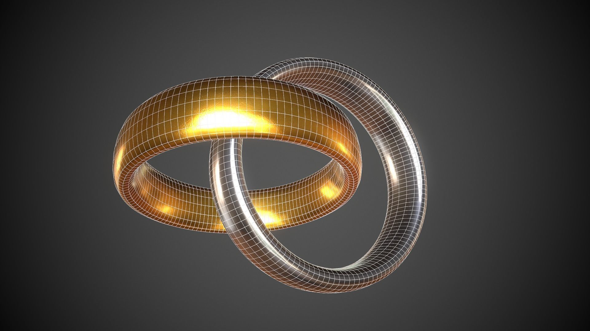 Rings Gold and Silver Ring Low-poly 3D model_2