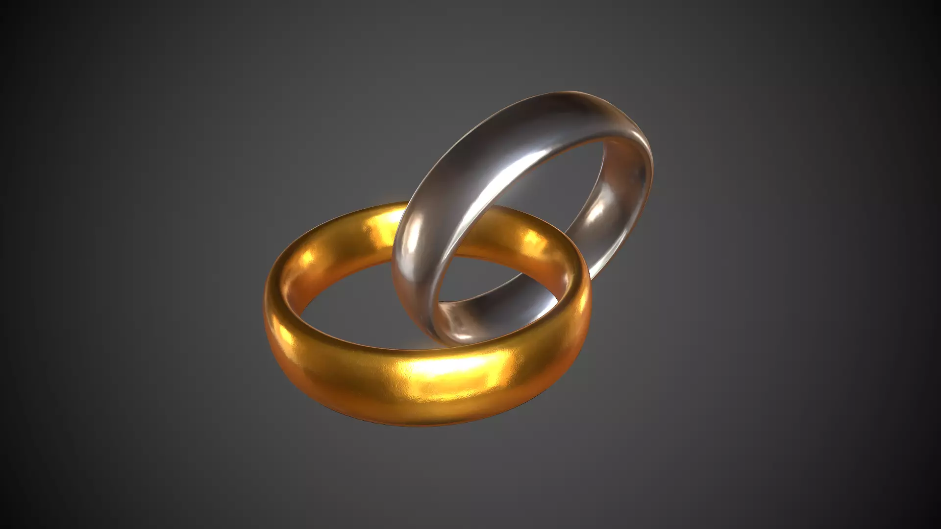 Rings Gold and Silver Ring Low-poly 3D model_0