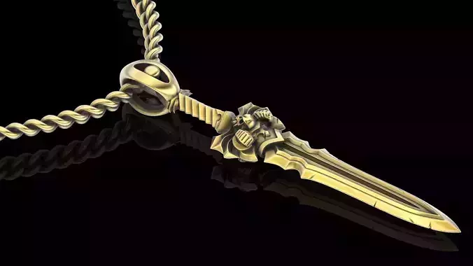 Sword pendant gold sterling  printable jewelry 3D model