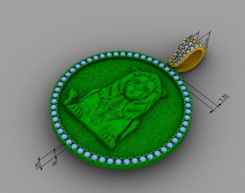 Lion Pedant 3D print model_4