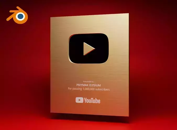 3D YouTube button animation template for Blender 3D model
