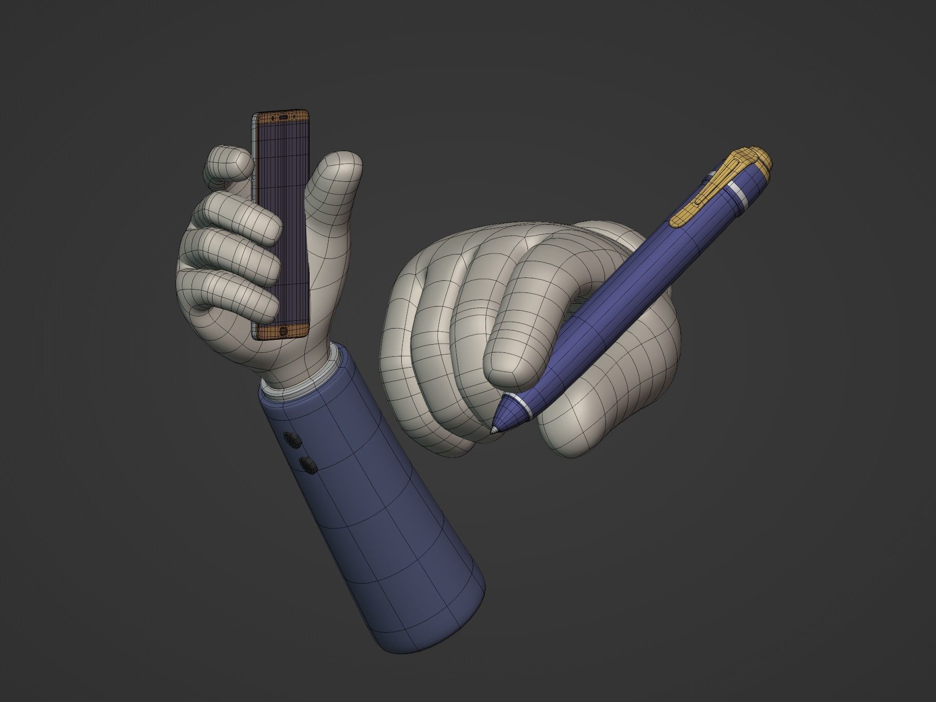 Cartoon Hands Low-poly 3D model_8