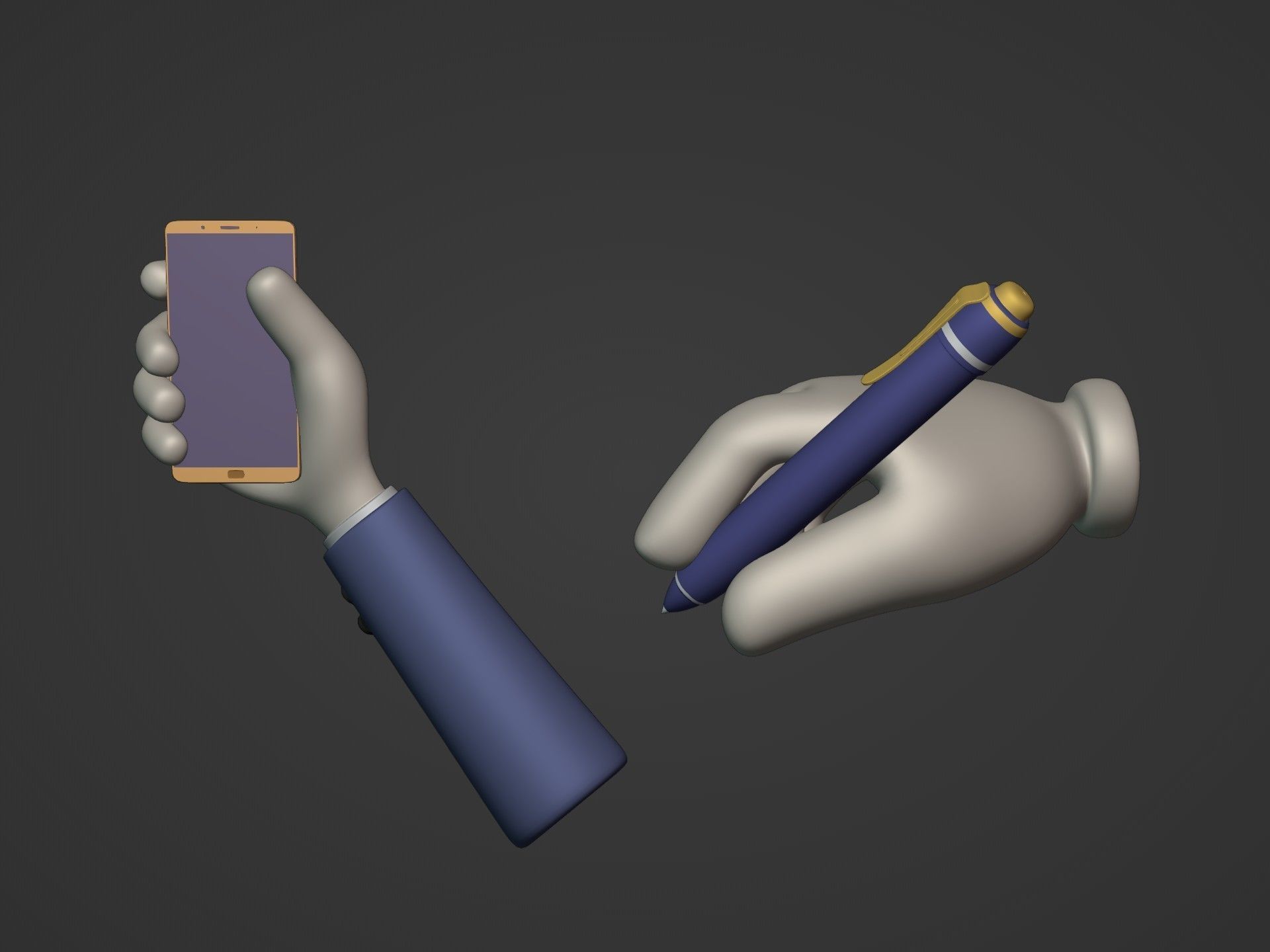 Cartoon Hands Low-poly 3D model_1