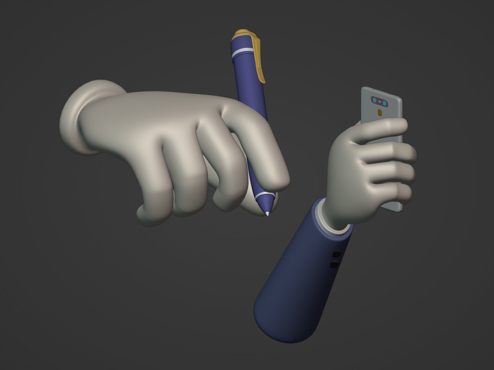 Cartoon Hands Low-poly 3D model_9