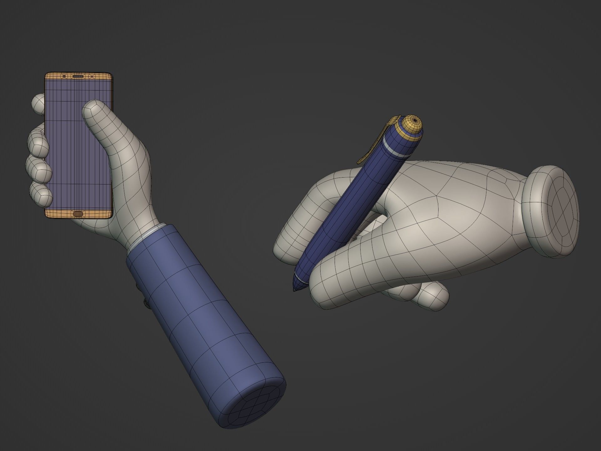 Cartoon Hands Low-poly 3D model_4