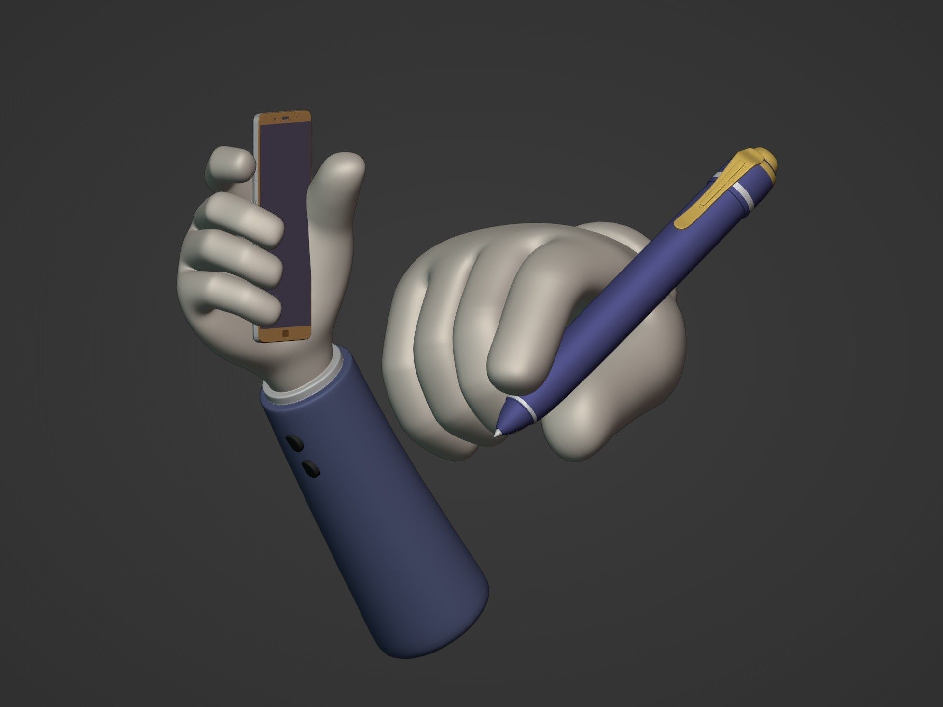 Cartoon Hands Low-poly 3D model_7