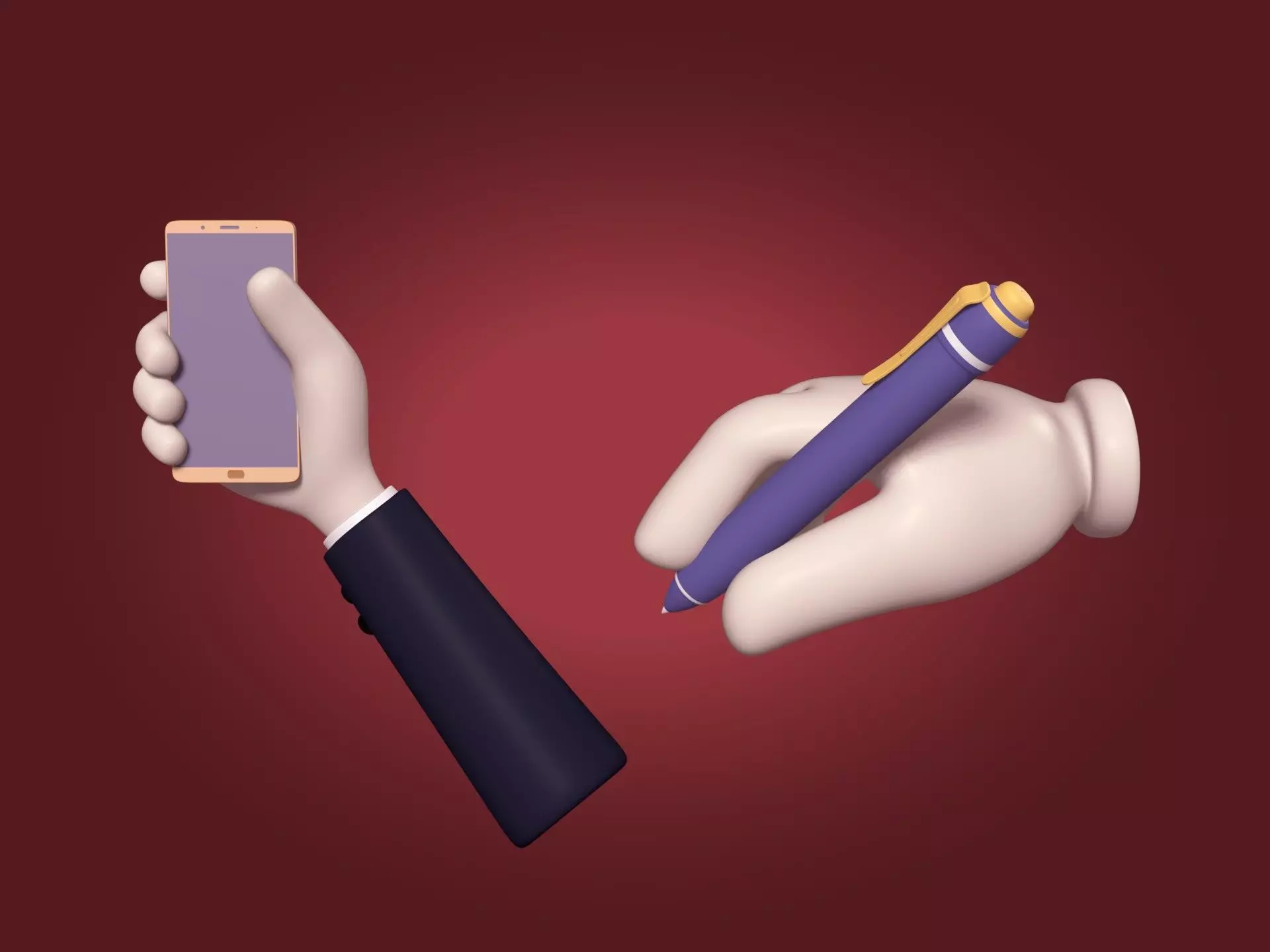 Cartoon Hands Low-poly 3D model_0