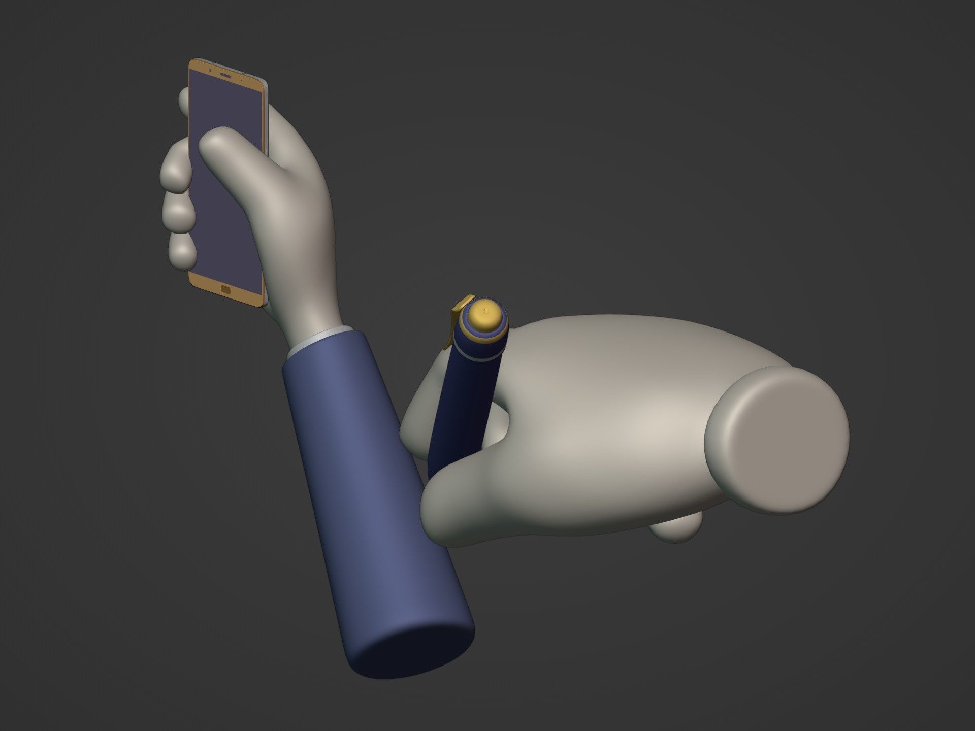 Cartoon Hands Low-poly 3D model_5